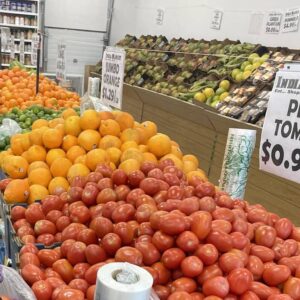 One week's worth of groceries for a refugee in the United States.